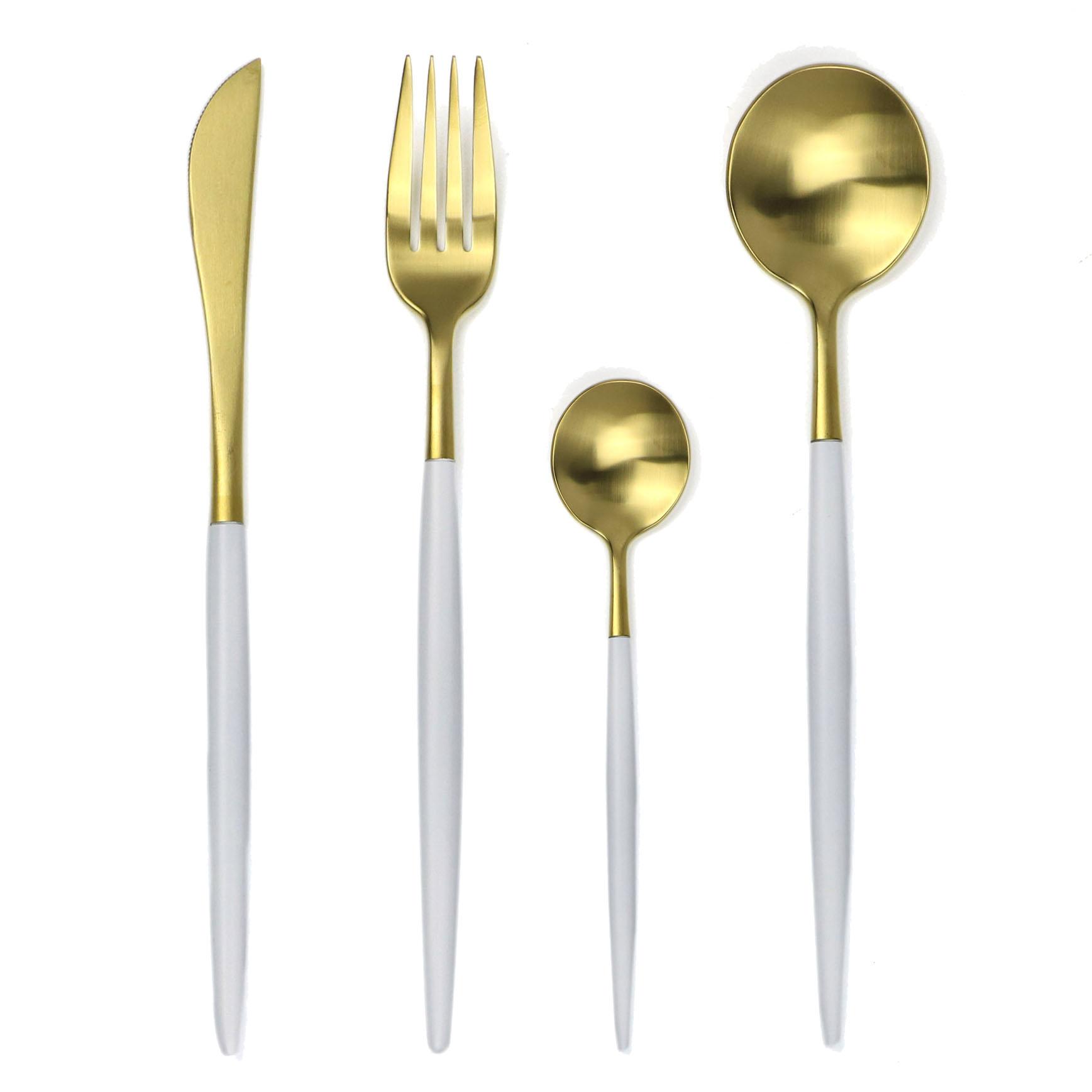Gold White Cutlery